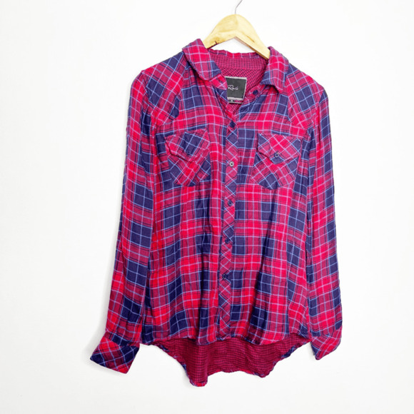 Rails Kendra Plaid Shirt Red Blue Button Down flannel soft womens XS - Picture 2 of 7